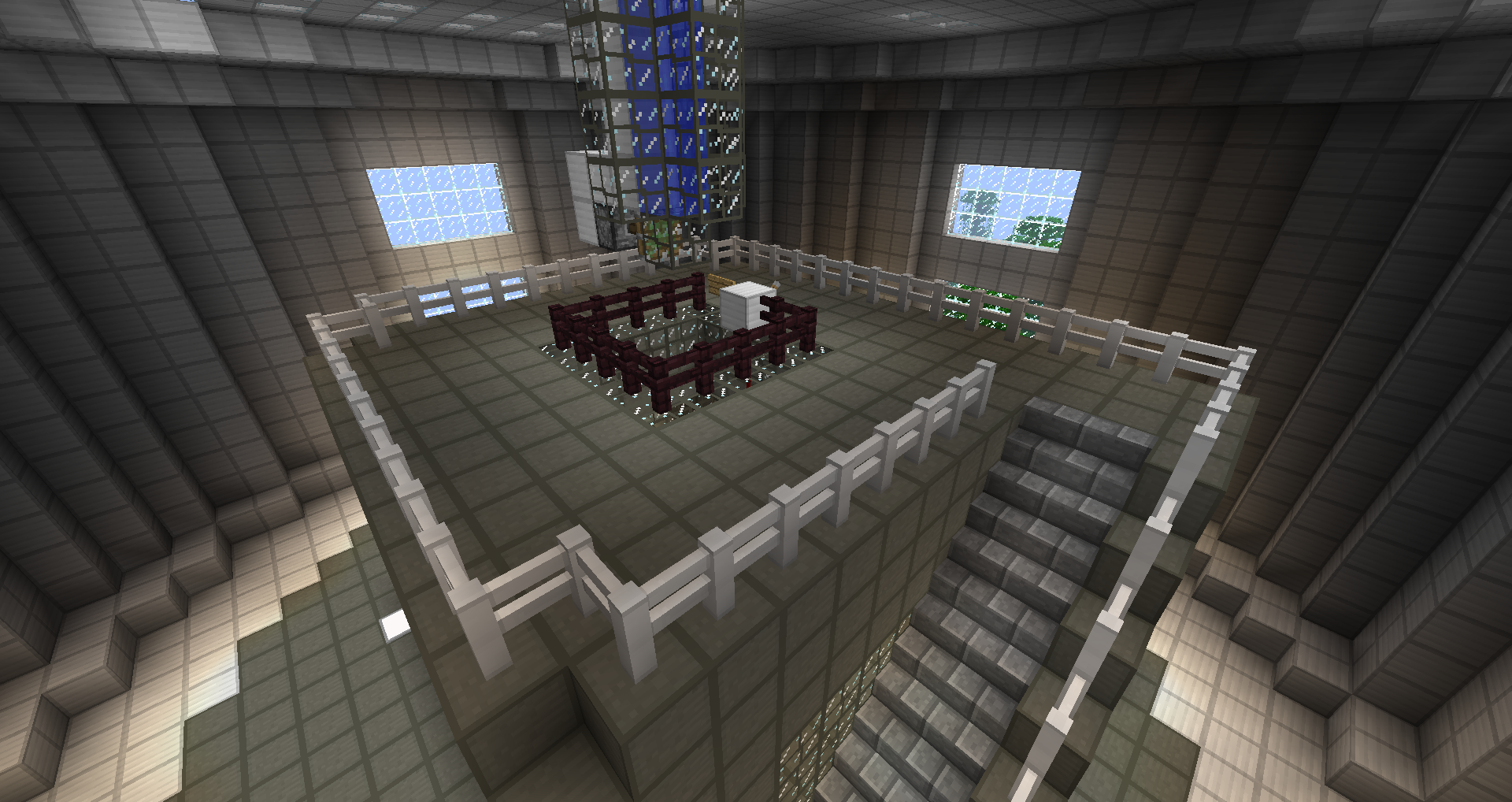 Top of reactor chamber with emergency water supply.