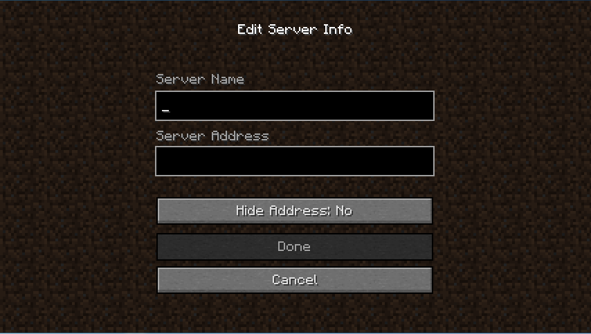 Minecraft Server Address Page