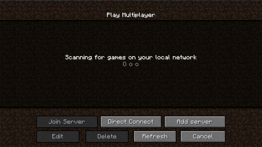 Minecraft multiplayer page